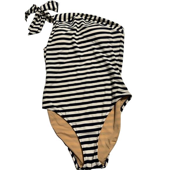 J. Crew Nautical Stripe One Shoulder swimsuit Size 6 - Picture 1 of 6